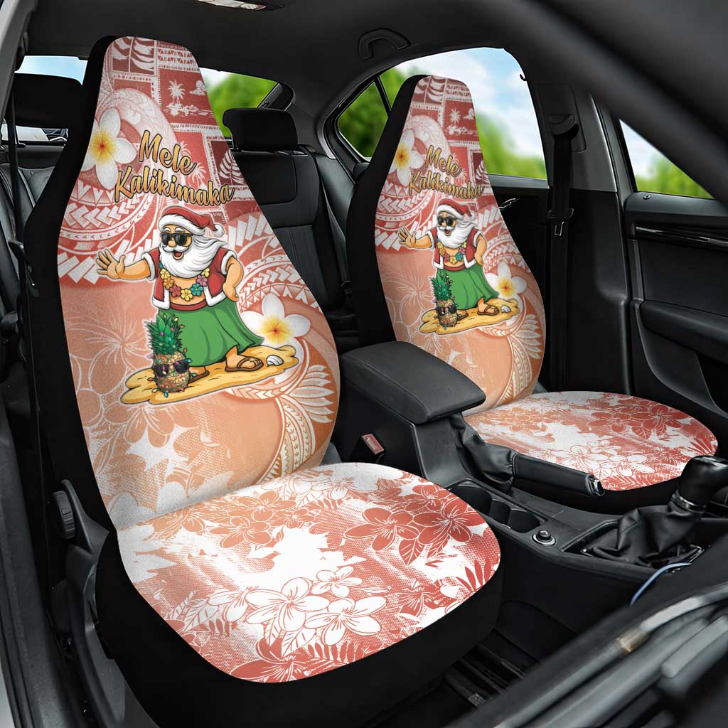Hawaii Mele Kalikimaka Car Seat Cover Hula Santa Retro Style Red - Polynesian Pride
