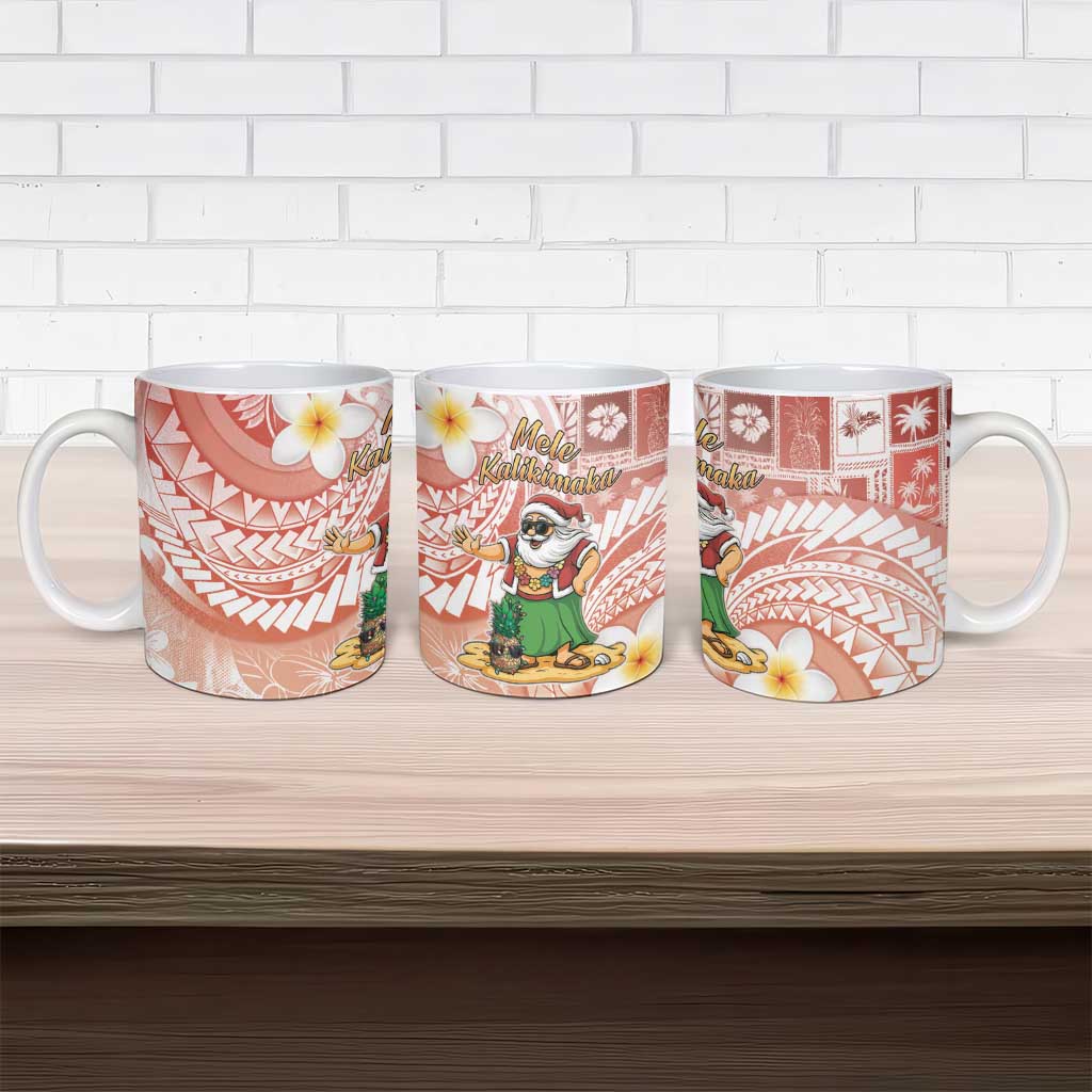 Hawaii Mele Kalikimaka Ceramic Mug Hula Santa Retro Style Red - Polynesian Pride