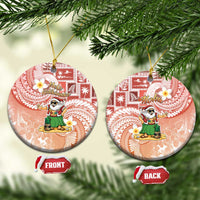 Hawaii Mele Kalikimaka Ceramic Ornament Hula Santa Retro Style Red - Polynesian Pride