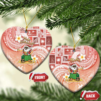 Hawaii Mele Kalikimaka Ceramic Ornament Hula Santa Retro Style Red - Polynesian Pride