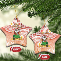 Hawaii Mele Kalikimaka Ceramic Ornament Hula Santa Retro Style Red - Polynesian Pride