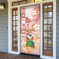 Hawaii Mele Kalikimaka Door Cover Hula Santa Retro Style Red - Polynesian Pride
