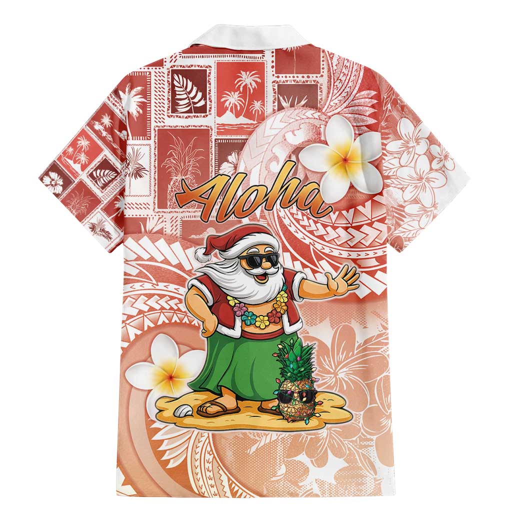 Hawaii Mele Kalikimaka Family Matching Mermaid Dress and Hawaiian Shirt Hula Santa Retro Style Red - Polynesian Pride