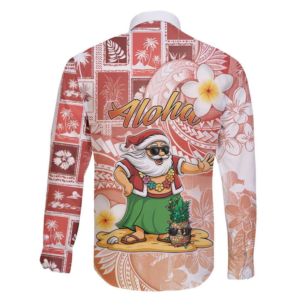 Hawaii Mele Kalikimaka Family Matching Puletasi and Hawaiian Shirt Hula Santa Retro Style Red - Polynesian Pride