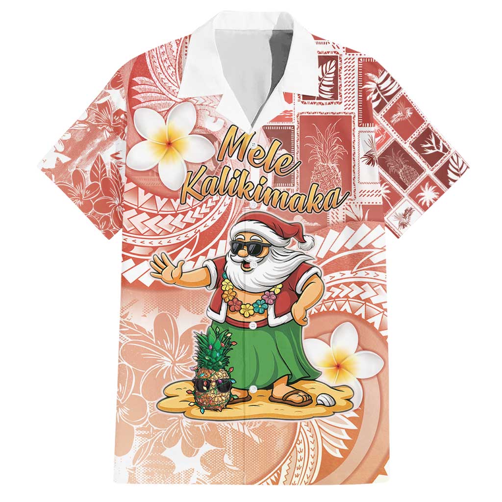 Hawaii Mele Kalikimaka Hawaiian Shirt Hula Santa Retro Style Red - Polynesian Pride