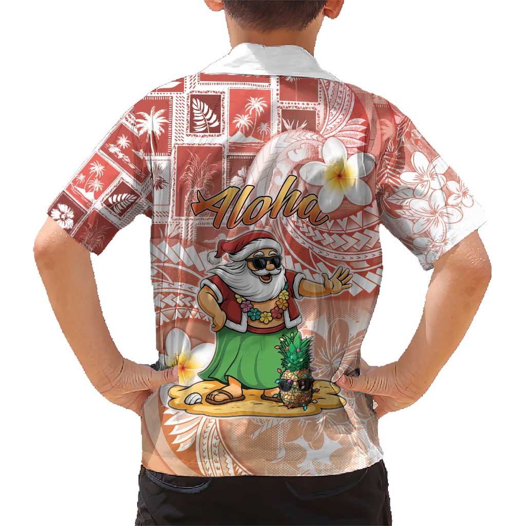 Hawaii Mele Kalikimaka Kid Hawaiian Shirt Hula Santa Retro Style Red LT05 - Polynesian Pride