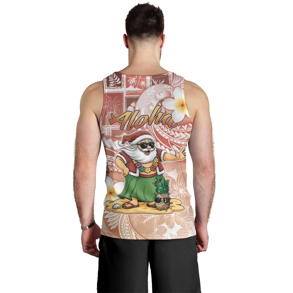 Hawaii Mele Kalikimaka Men Tank Top Hula Santa Retro Style Red - Polynesian Pride