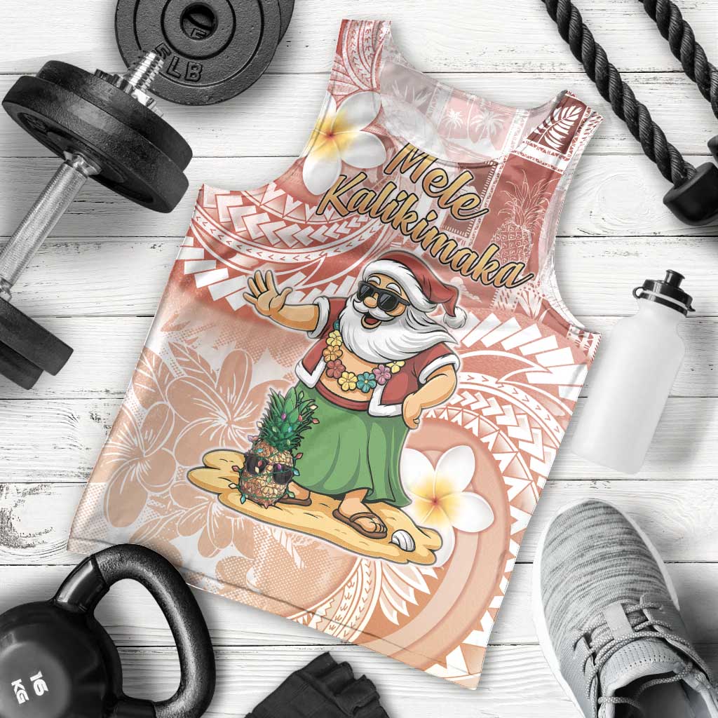 Hawaii Mele Kalikimaka Men Tank Top Hula Santa Retro Style Red - Polynesian Pride