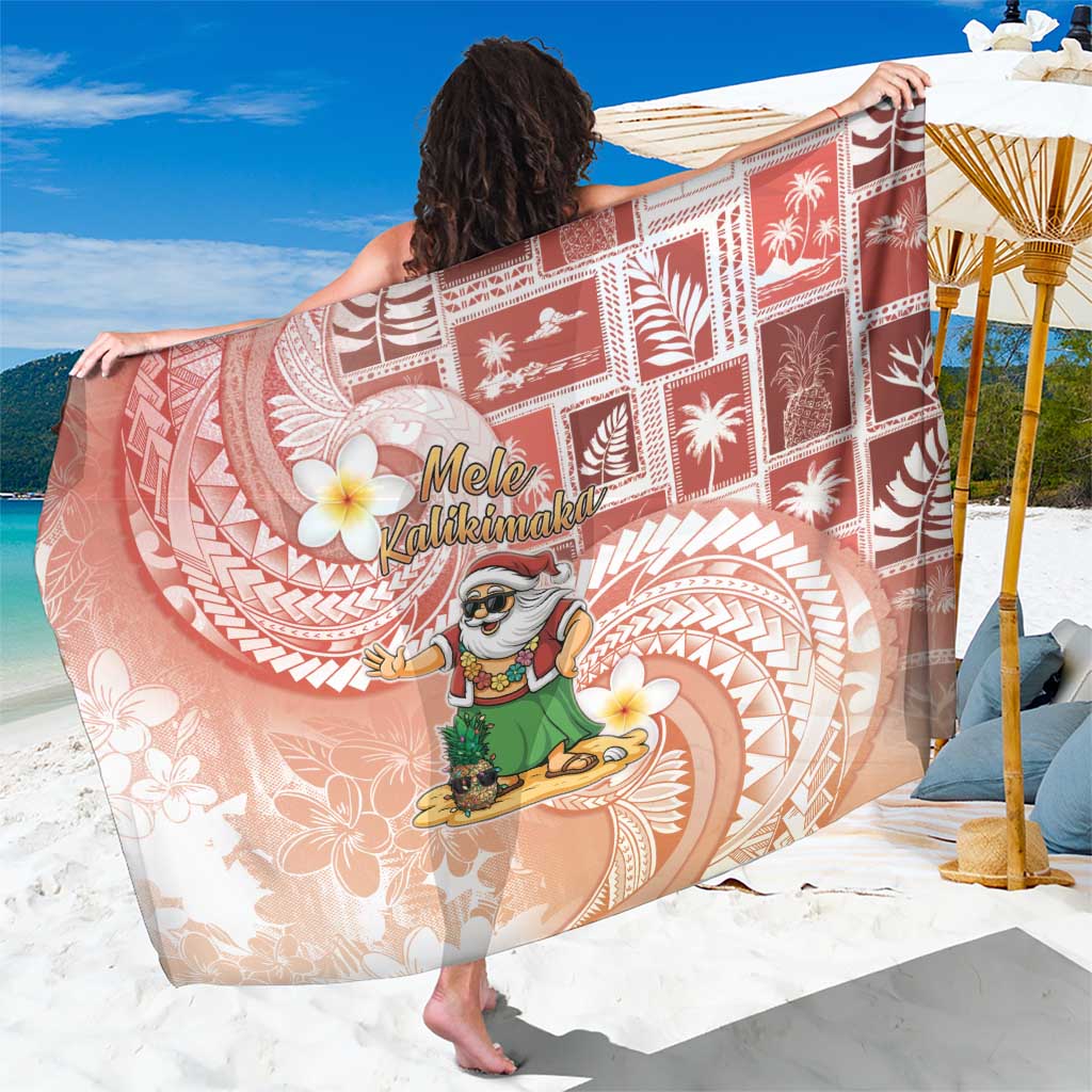 Hawaii Mele Kalikimaka Sarong Hula Santa Retro Style Red LT05 One Size 44 x 66 inches Red - Polynesian Pride