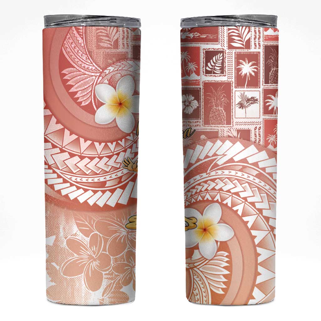 Hawaii Mele Kalikimaka Skinny Tumbler Hula Santa Retro Style Red - Polynesian Pride