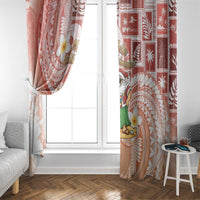 Hawaii Mele Kalikimaka Window Curtain Hula Santa Retro Style Red - Polynesian Pride