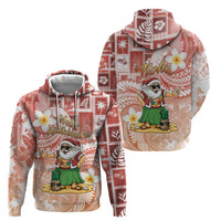 Hawaii Mele Kalikimaka Zip Hoodie Hula Santa Retro Style Red - Polynesian Pride