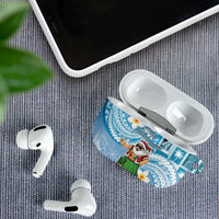 Hawaii Mele Kalikimaka AirPods Case Hula Santa Retro Style Blue - Polynesian Pride