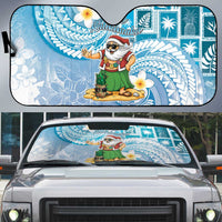 Hawaii Mele Kalikimaka Auto Sun Shade Hula Santa Retro Style Blue - Polynesian Pride