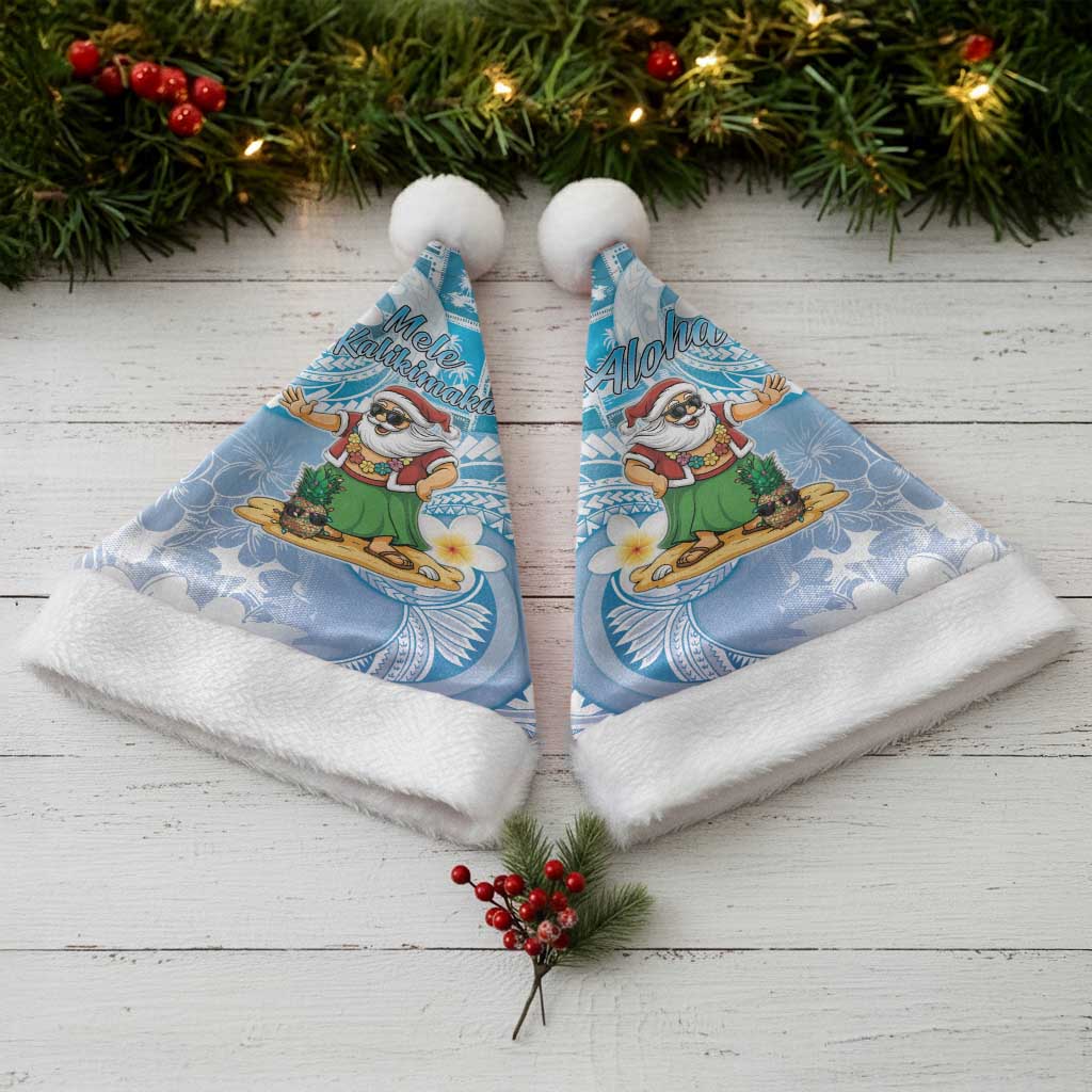 Hawaii Mele Kalikimaka Christmas Santa Hat Hula Santa Retro Style Blue - Polynesian Pride