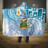 Hawaii Mele Kalikimaka Hooded Blanket Hula Santa Retro Style Blue LT05 - Polynesian Pride