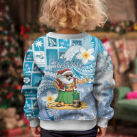 Hawaii Mele Kalikimaka Kid Ugly Christmas Sweater Hula Santa Retro Style Blue - Polynesian Pride