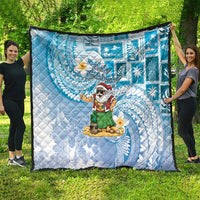 Hawaii Mele Kalikimaka Quilt Hula Santa Retro Style Blue - Polynesian Pride