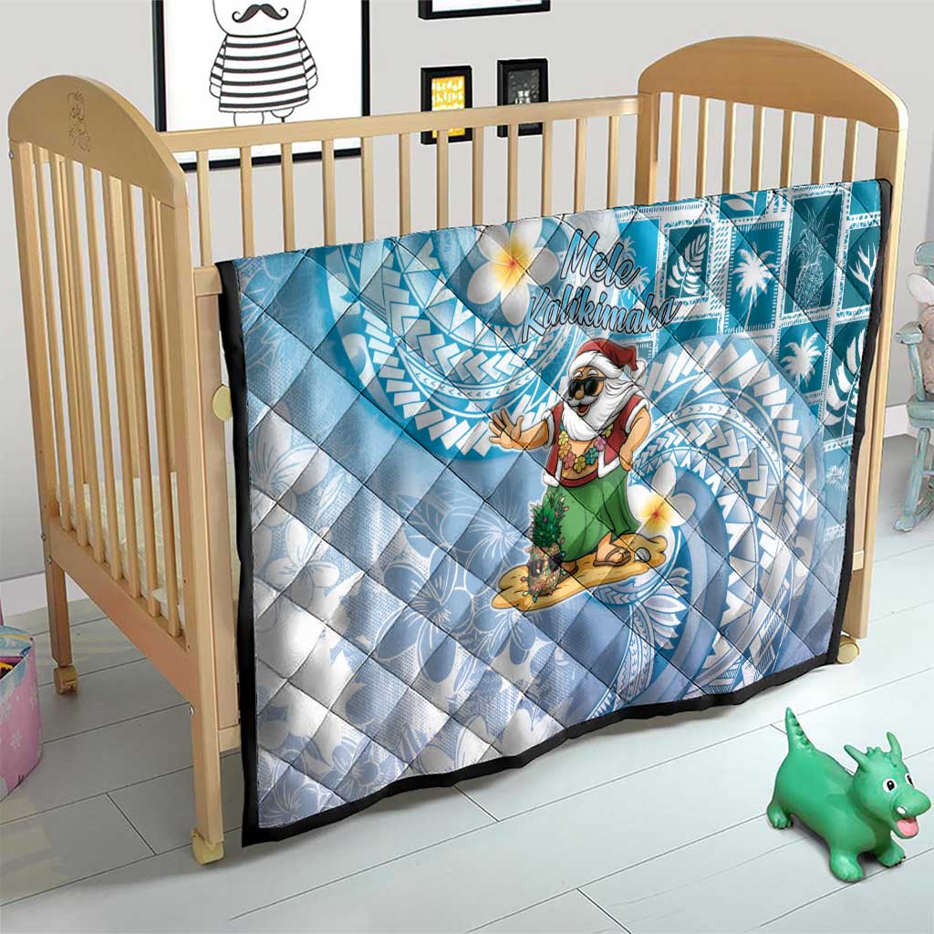 Hawaii Mele Kalikimaka Quilt Hula Santa Retro Style Blue - Polynesian Pride