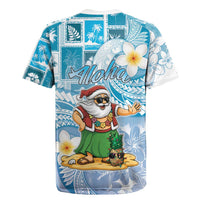 Hawaii Mele Kalikimaka Rugby Jersey Hula Santa Retro Style Blue - Polynesian Pride