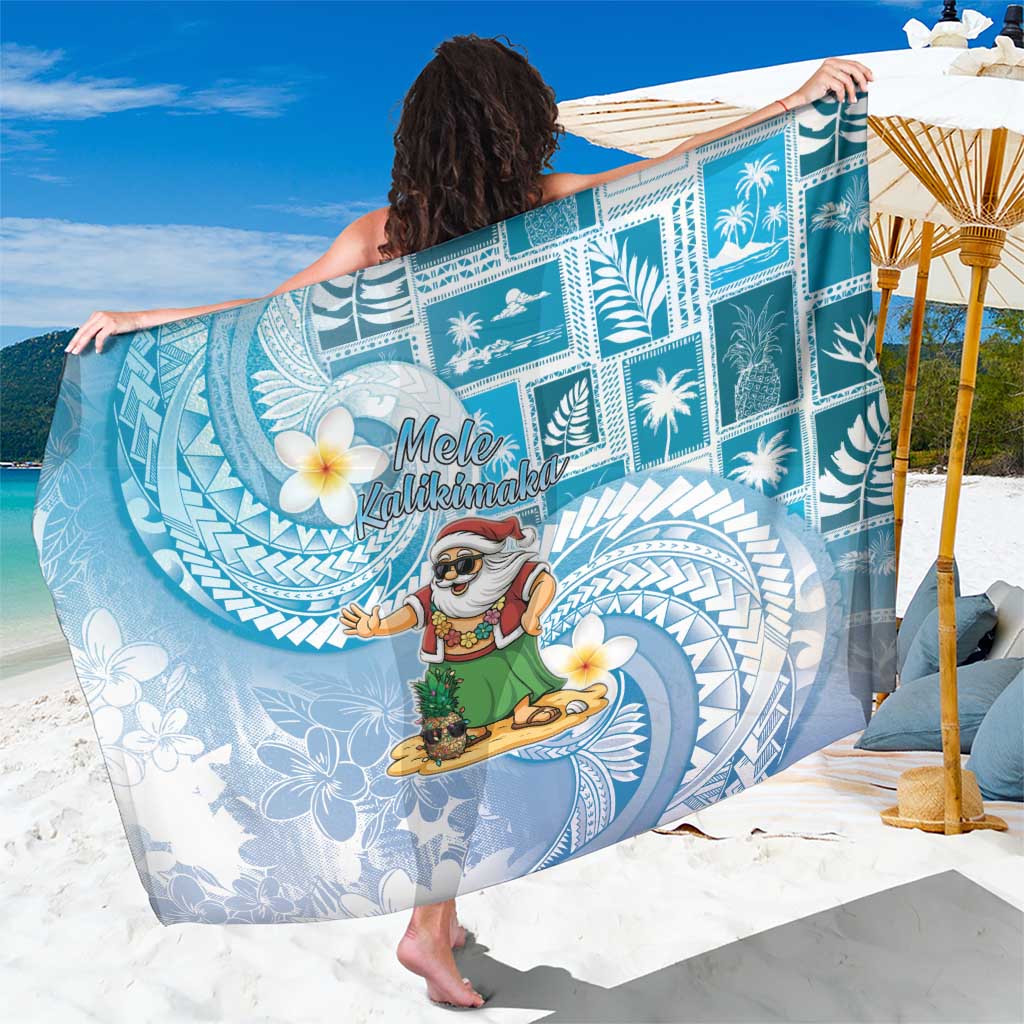 Hawaii Mele Kalikimaka Sarong Hula Santa Retro Style Blue LT05 One Size 44 x 66 inches Blue - Polynesian Pride