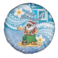 Hawaii Mele Kalikimaka Spare Tire Cover Hula Santa Retro Style Blue - Polynesian Pride