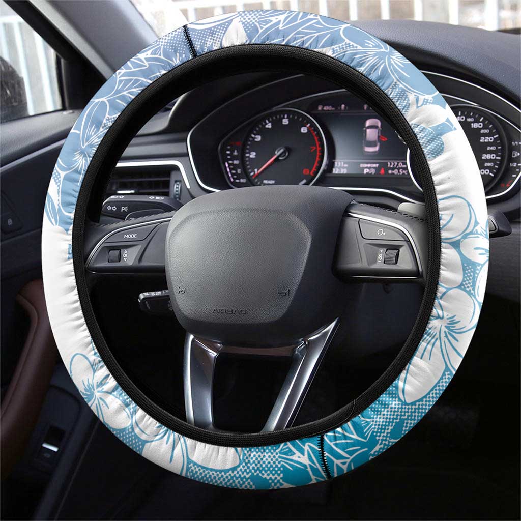 Hawaii Mele Kalikimaka Steering Wheel Cover Hula Santa Retro Style Blue - Polynesian Pride