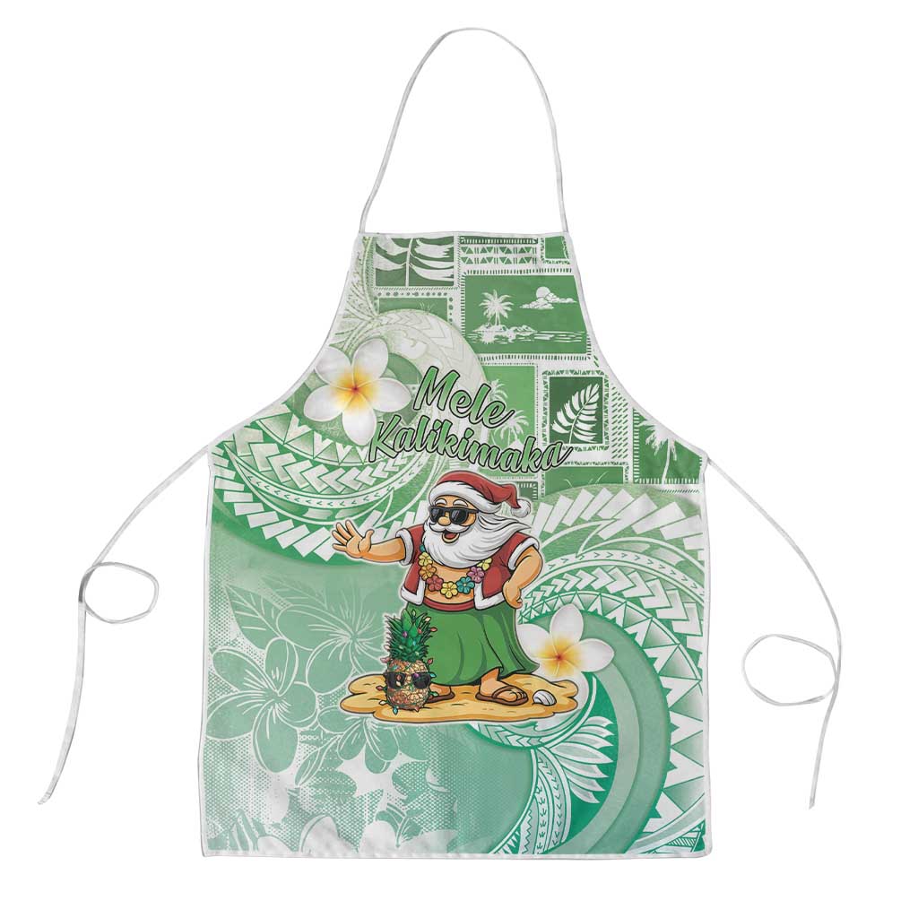 Hawaii Mele Kalikimaka Apron Hula Santa Retro Style Green - Polynesian Pride