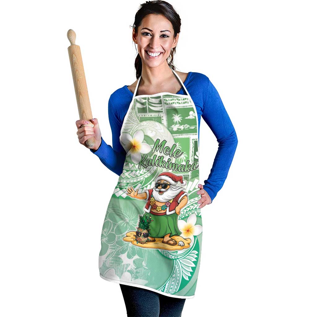 Hawaii Mele Kalikimaka Apron Hula Santa Retro Style Green - Polynesian Pride