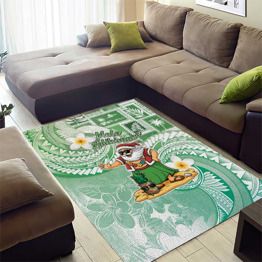 Hawaii Mele Kalikimaka Area Rug Hula Santa Retro Style Green LT05 - Polynesian Pride