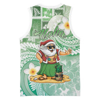 Hawaii Mele Kalikimaka Basketball Jersey Hula Santa Retro Style Green - Polynesian Pride