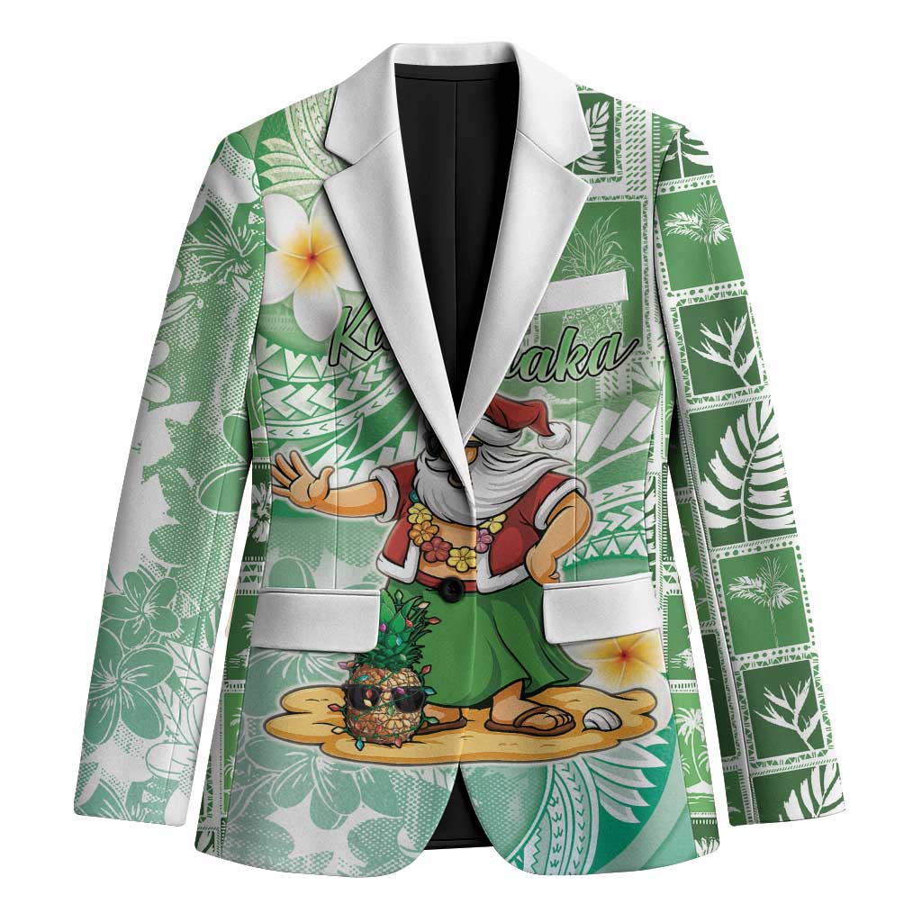 Hawaii Mele Kalikimaka Blazer Hula Santa Retro Style Green - Polynesian Pride