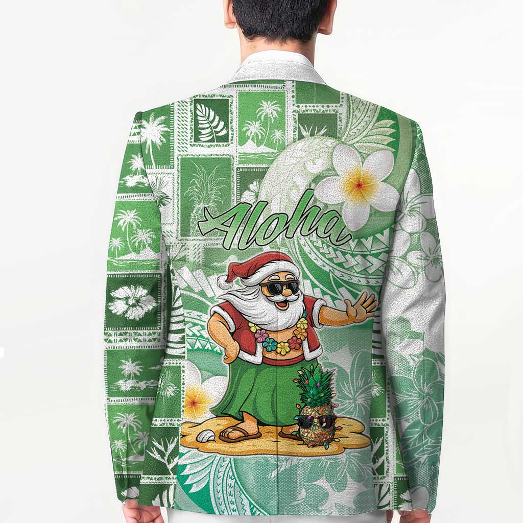 Hawaii Mele Kalikimaka Blazer Hula Santa Retro Style Green - Polynesian Pride
