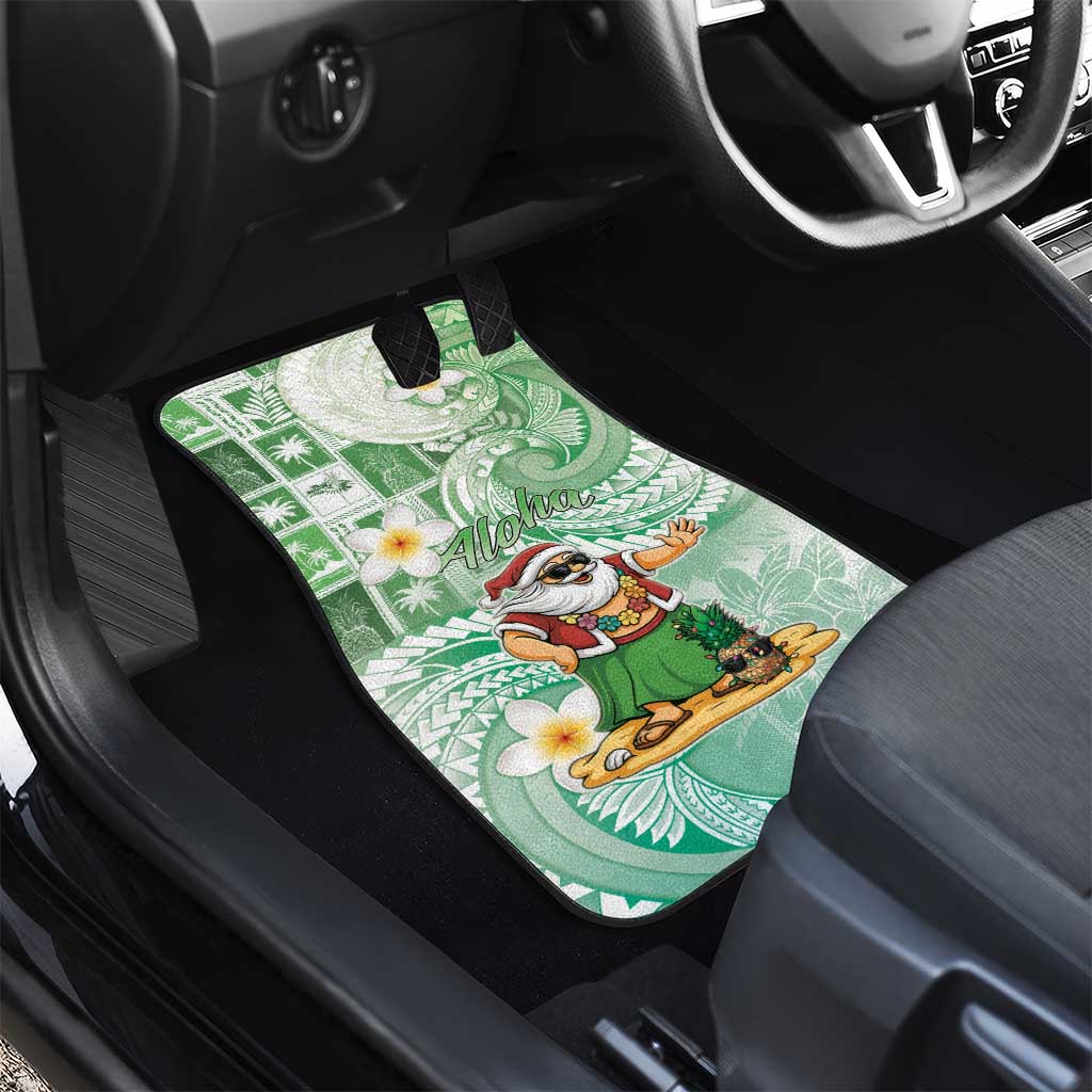 Hawaii Mele Kalikimaka Car Mats Hula Santa Retro Style Green - Polynesian Pride