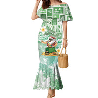 Hawaii Mele Kalikimaka Family Matching Mermaid Dress and Hawaiian Shirt Hula Santa Retro Style Green - Polynesian Pride