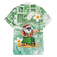 Hawaii Mele Kalikimaka Family Matching Summer Maxi Dress and Hawaiian Shirt Hula Santa Retro Style Green - Polynesian Pride