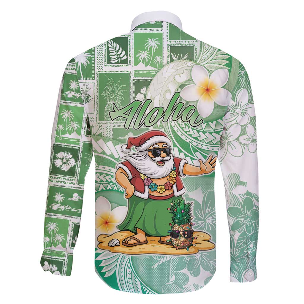 Hawaii Mele Kalikimaka Family Matching Summer Maxi Dress and Hawaiian Shirt Hula Santa Retro Style Green - Polynesian Pride