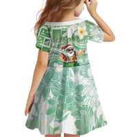 Hawaii Mele Kalikimaka Family Matching Tank Maxi Dress and Hawaiian Shirt Hula Santa Retro Style Green - Polynesian Pride