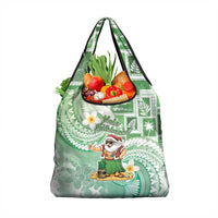 Hawaii Mele Kalikimaka Grocery Bag Hula Santa Retro Style Green - Polynesian Pride