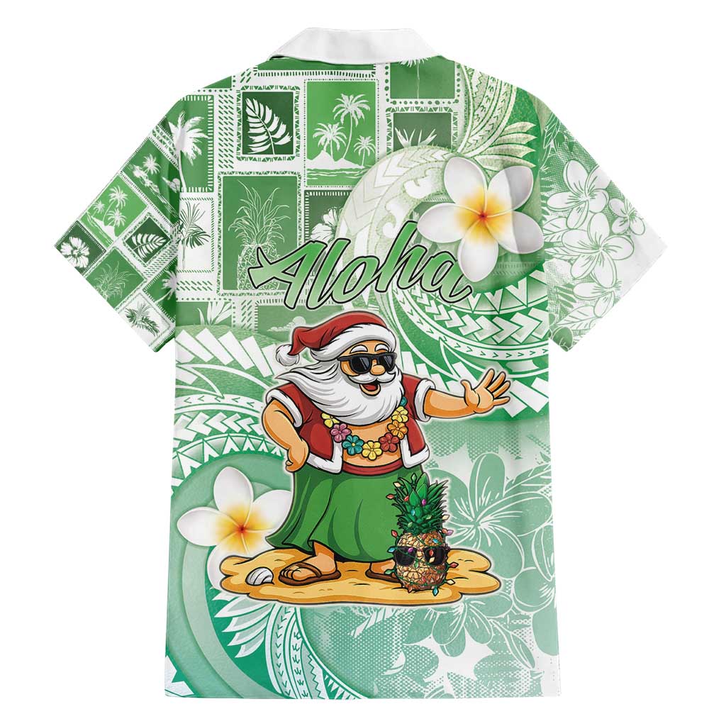 Hawaii Mele Kalikimaka Hawaiian Shirt Hula Santa Retro Style Green LT05 - Polynesian Pride