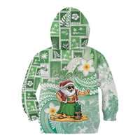 Hawaii Mele Kalikimaka Kid Hoodie Hula Santa Retro Style Green - Polynesian Pride