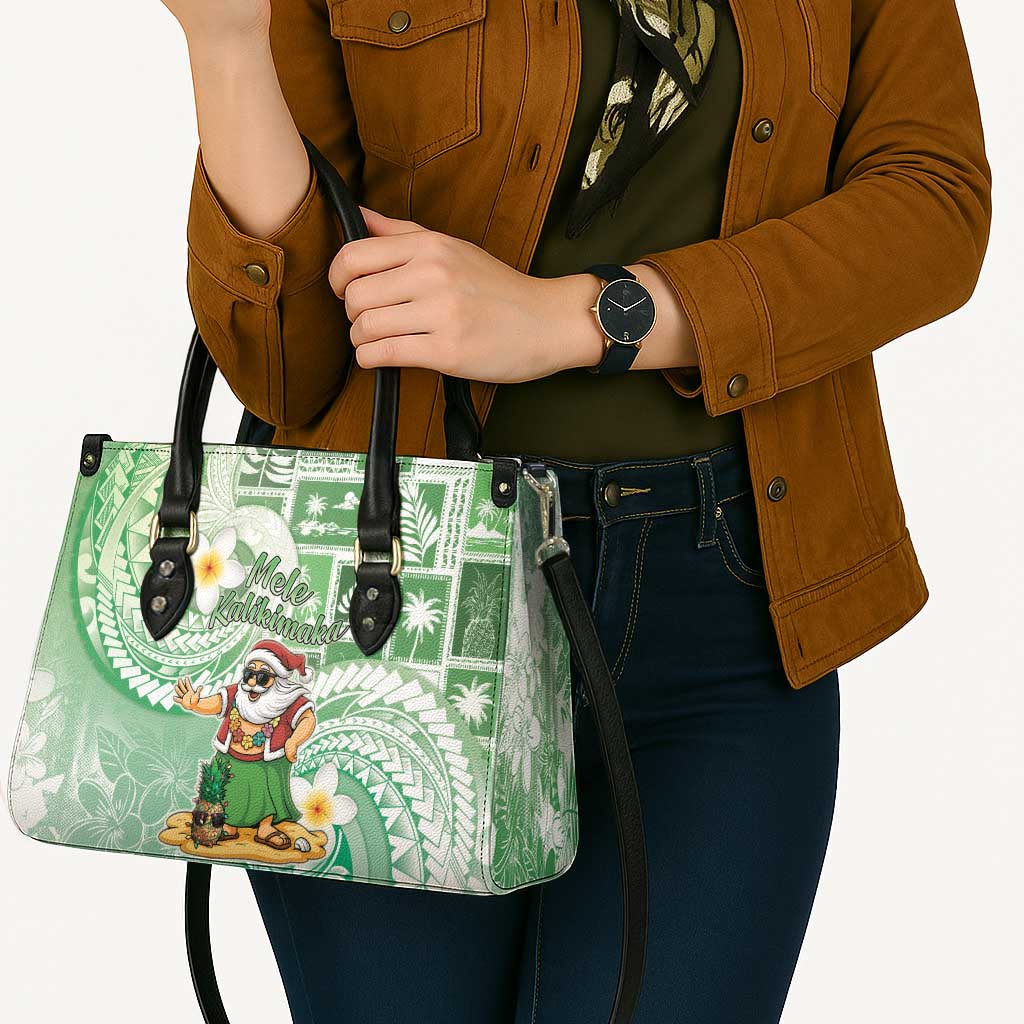 Hawaii Mele Kalikimaka Leather Bag Hula Santa Retro Style Green - Polynesian Pride