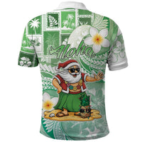 Hawaii Mele Kalikimaka Polo Shirt Hula Santa Retro Style Green - Polynesian Pride