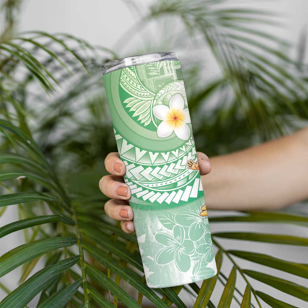 Hawaii Mele Kalikimaka Skinny Tumbler Hula Santa Retro Style Green - Polynesian Pride
