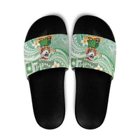 Hawaii Mele Kalikimaka Slide Sandals Hula Santa Retro Style Green - Polynesian Pride