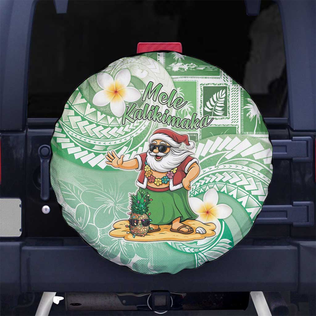 Hawaii Mele Kalikimaka Spare Tire Cover Hula Santa Retro Style Green - Polynesian Pride