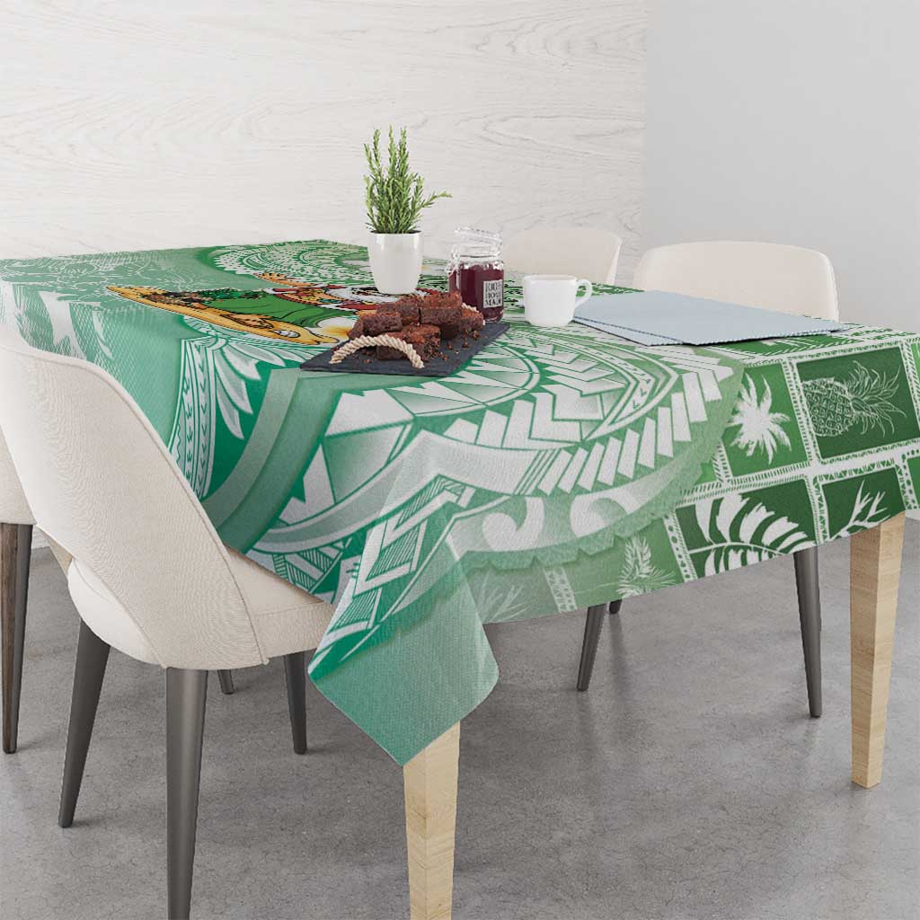 Hawaii Mele Kalikimaka Tablecloth Hula Santa Retro Style Green - Polynesian Pride