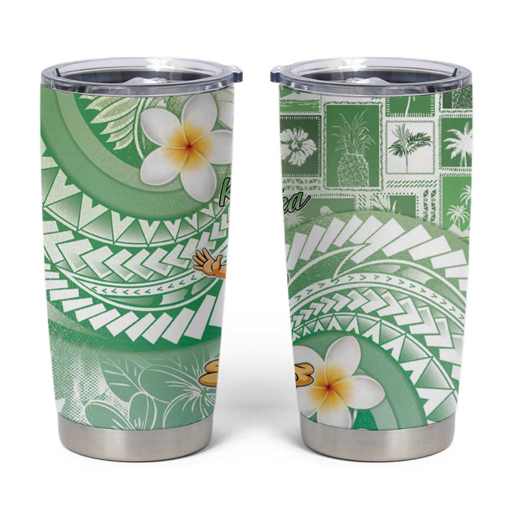 Hawaii Mele Kalikimaka Tumbler Cup Hula Santa Retro Style Green - Polynesian Pride