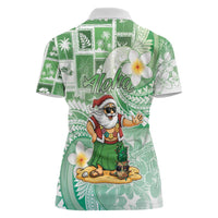 Hawaii Mele Kalikimaka Women Polo Shirt Hula Santa Retro Style Green - Polynesian Pride