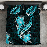 Aqua Polynesian Pattern With Tropical Flowers Bedding Set LT05 Aqua - Polynesian Pride